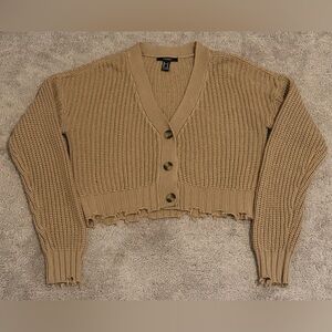 Forever 21 Women’s Brown Cropped Long Sleeve Cardigan Sweater Size Medium